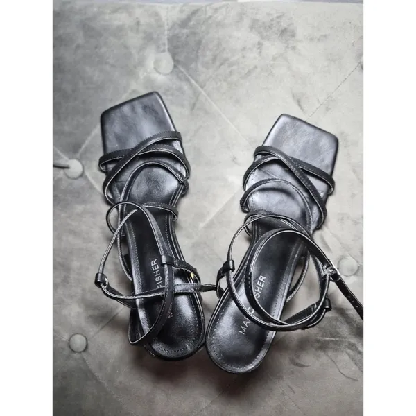 Marc Fisher Black Strappy Square-Toe Block Sandals 8M - Image 15