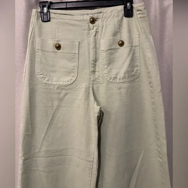 Zara Light Green High Rise Wide Leg Cropped Jeans Size 4 - Image 5