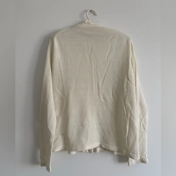 Vintage Cream Open Knit Cardigan Cottagecore Neutral - Image 3
