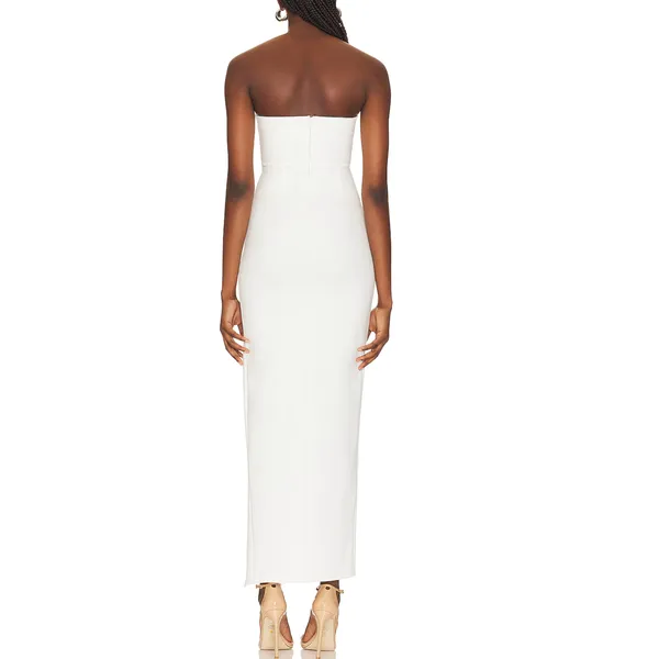 Superdown White Strapless Maxi Dress XS Side Slit Ryleigh Gown Revolve $88 NEW - Image 3