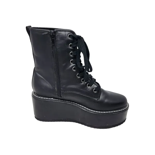 Liliana Shoes Black Leather Zip Archer 1 Chunky Platform Combat Boots Size 7.5 - Image 3
