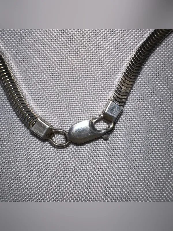 Vintage 925 Sterling Silver Square Omega Chain Necklace 17" 3D Snake 23.8g - Image 6