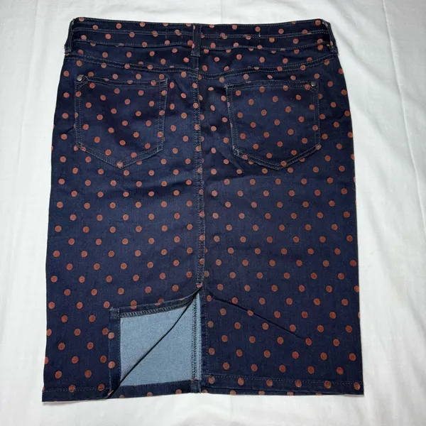 PILCRO & the Letterpress 28 Blue Denim Polka Dots Pencil Skirt Anthropologie - Image 7