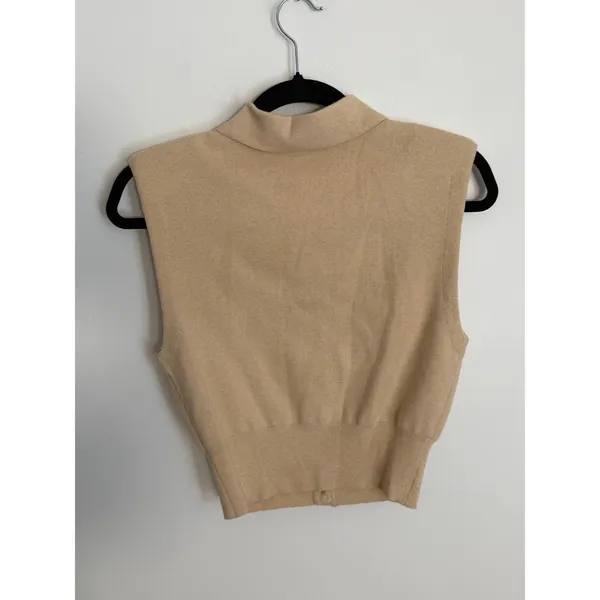 Staud Nola Tan Button front sleeveless Sweater size medium - Image 6