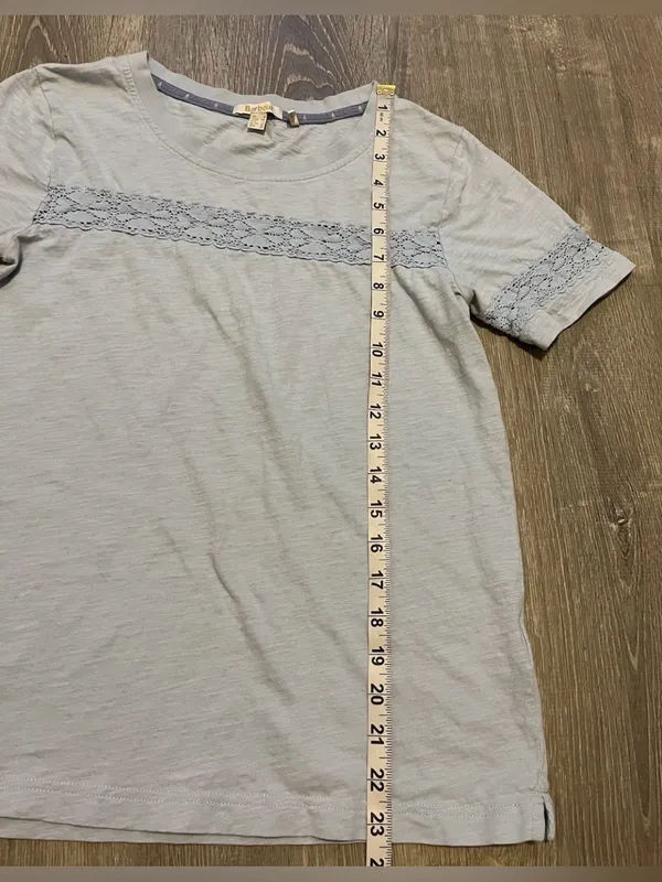 Barbour Pier Top Womens Size 4 Light Blue Cotton Short Sleeve Preppy Classic - Image 3