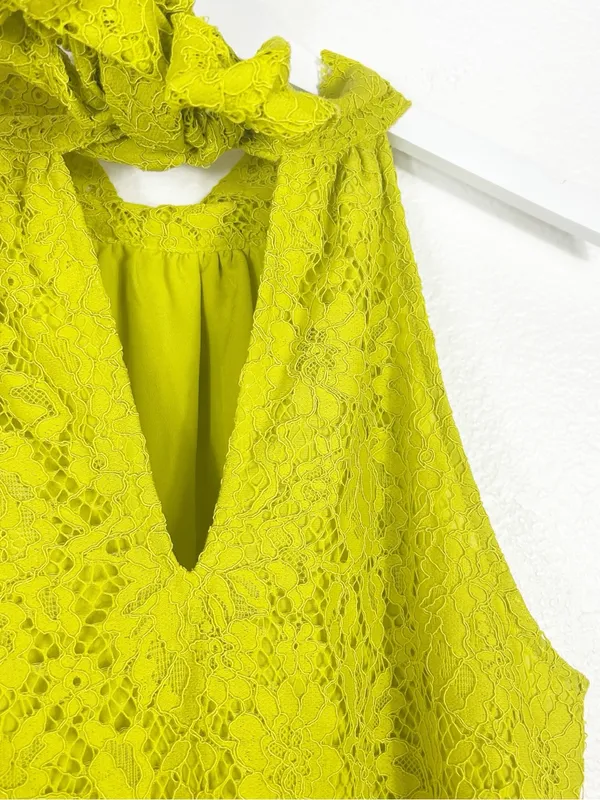 J. Crew lace Chartreuse bow tie back halter top whimsy fairy preppy size S small - Image 5