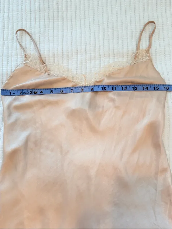 Victoria's Secret Y2K Vintage Silk Lace-Trim Slip Dress Blush Tan Women’s Small - Image 8