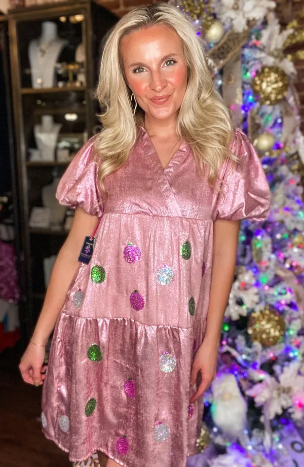 Simply Southern Sequin Christmas Ornament Dress - Image 2