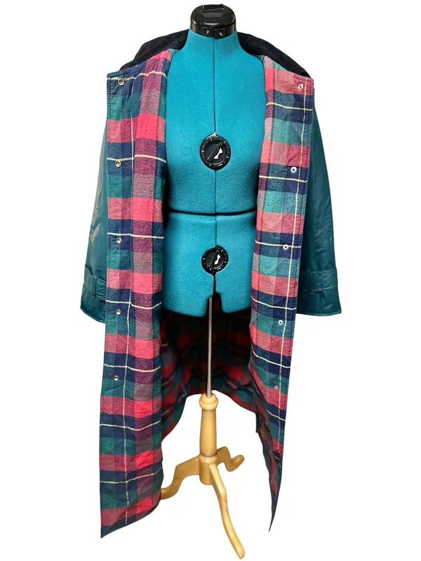 Vintage Misty Harbor Green Plaid Women’s Size M Flannel Lined Rain Coat - Image 5