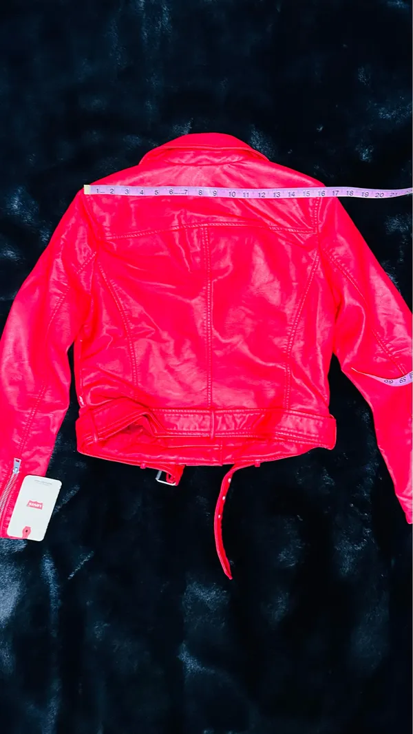 LEVI’s STRAUSS & CO Red Faux Leather Bomber Jacket - Image 11