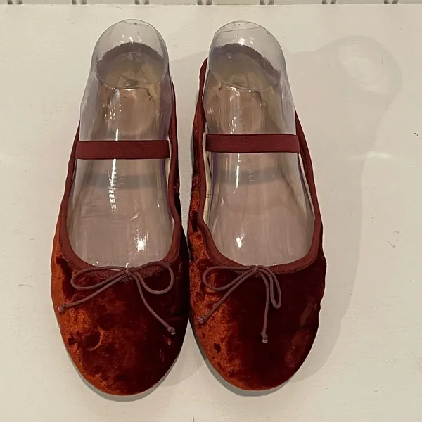 Loeffler Randall Ballet Flat Womens 8 Rust Velvet Mary Jane Bow Leonie Shoes - Image 5