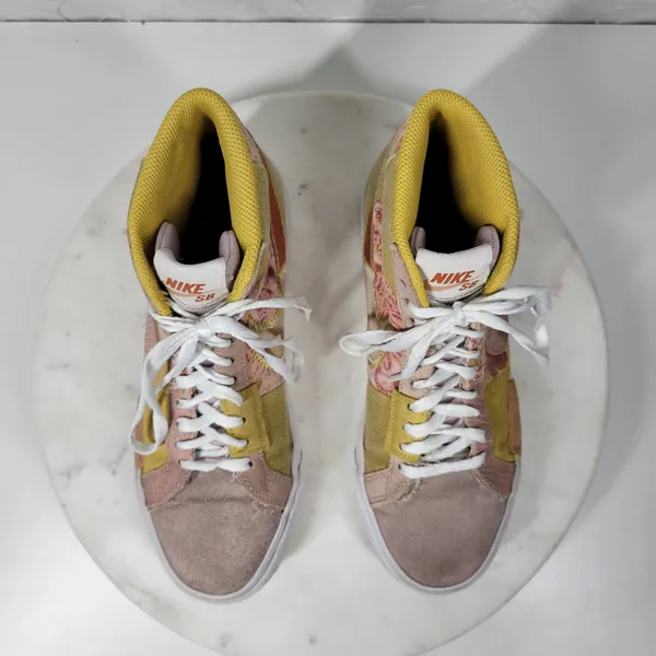 Nike Zoom Blazer Premium SB Womens 5.5 Sanded Gold Paisley Patchwork High Top - Image 11