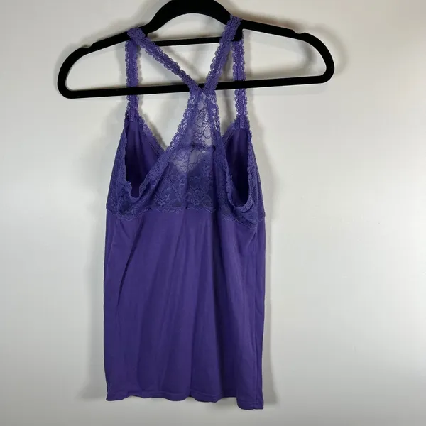 PINK Victoria's Secret Purple Lace Racerback‎ Cami Tank Top Size M Vintage Y2K - Image 6