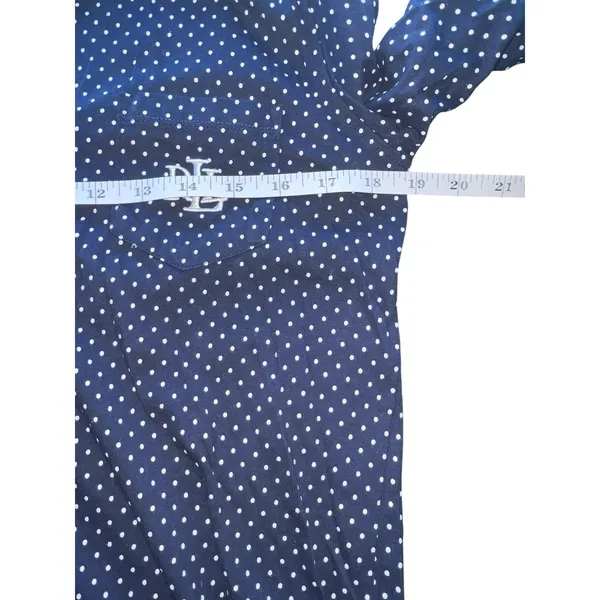 Lauren Ralph Lauren Navy Blue & White‎ Polka Dot Cotton Night Shirt Small Logo - Image 4