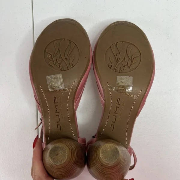 JUMP 7.5 Bayke Pink Leather Ankle Strap Cone Heel dOrsay Pumps Retro Style - Image 14