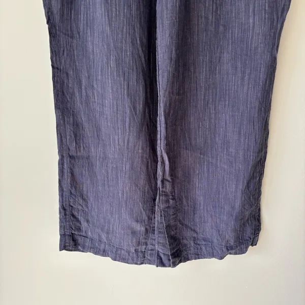 Athleta Cabo Linen Textured Wide Leg Pants Blue Flowy Beach Costal Athleisure - Image 5