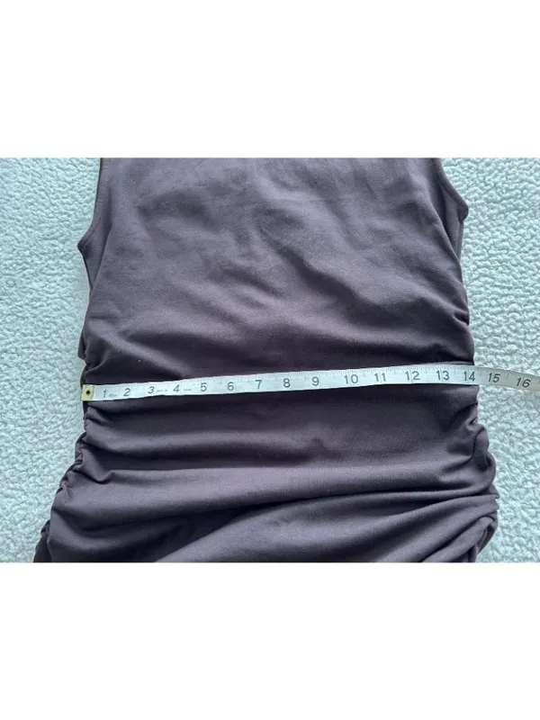 Quince Stretch Cotton Jersey Mock Neck Mini Dress Espresso Brown Sz M - Image 10