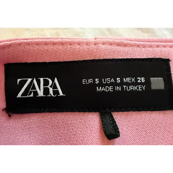 ZARA Pink Skort Womens Small High Rise Mini Skirt Shorts Wrap Front Made Turkey - Image 4