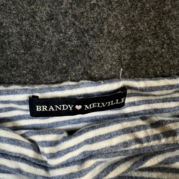 Brandy‎ Melville Blue White Striped Tube Top Strapless Crop Bodice Made in Italy - Image 2