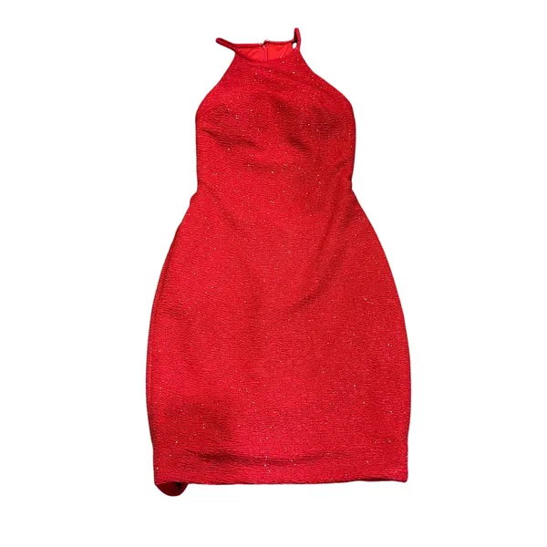 Jovani NWT Sz.00 Red Glitter Knit Backless Bodycon Party Formal Cocktail Dress - Image 3