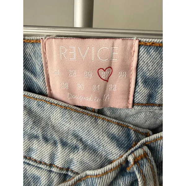 Revice Denim Venus Asymmetrical Crossover High Rise Straight Leg Jeans 27 Light - Image 4