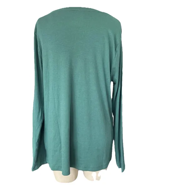 New A New Day Size XXL Green Ribbed Long Sleeve Top Crew Neck - Image 2