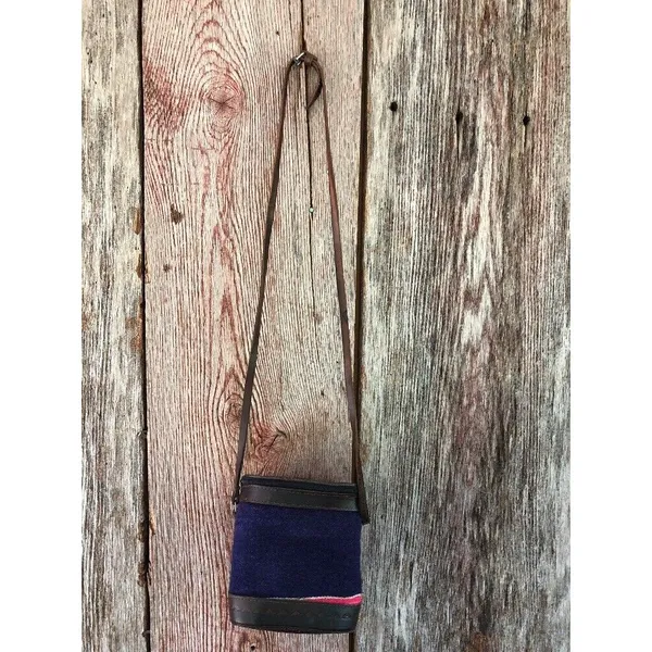 Vtg Llama Wool Crossbody Camera Case Purse‎ Hippie Blanket Leather - Image 3