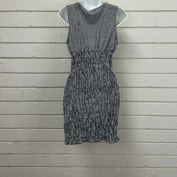 Princess Polly Solving Shirred Mini Dress Black Gingham size 6 NWT - Image 5