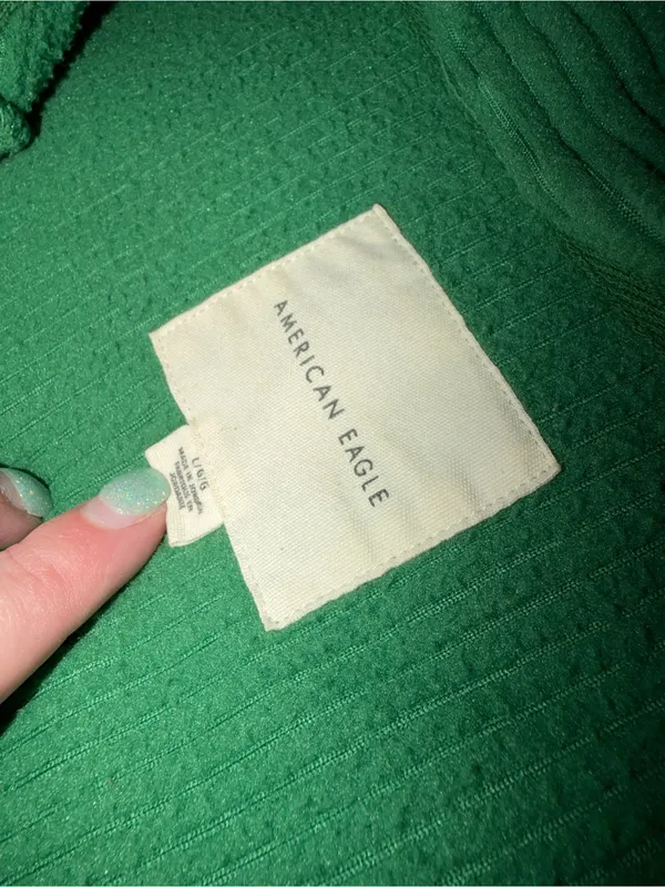 American Eagle Oversized Green Button-Down Sherpa Shacket Size Large - Image 5