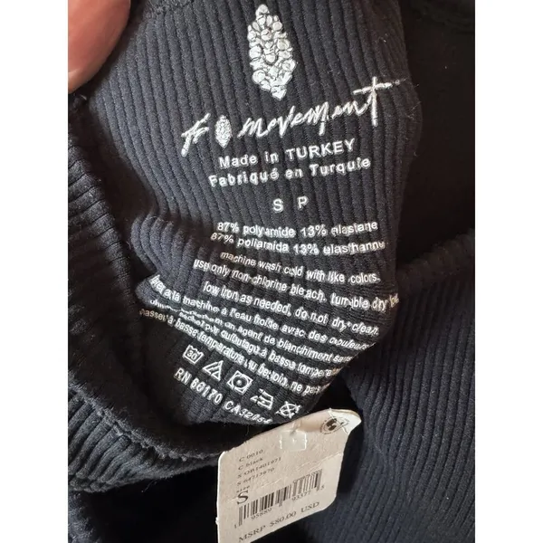 Free People Movement Free Throw One Piece | Size Small Black Ribbed, Logo Nwt - Image 6