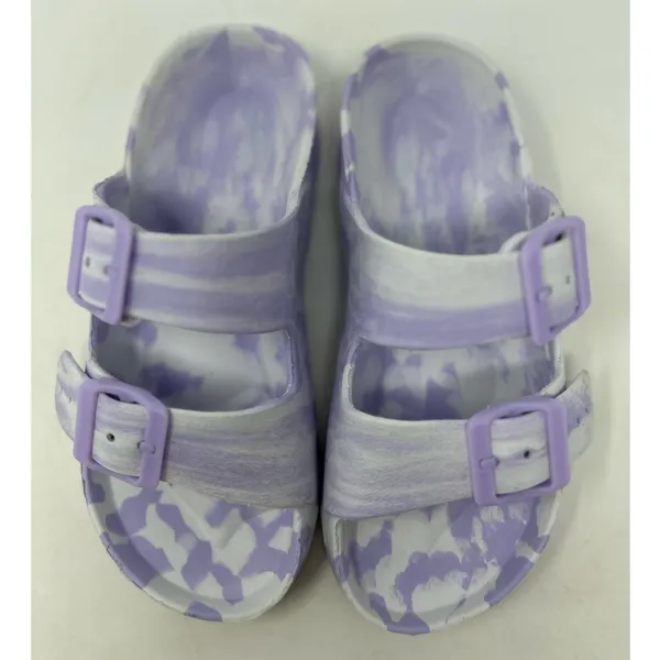 Women’s Lavender and White Tie Dye Double‎ Buckle Slip on Sandals Size 5/6 - Image 5