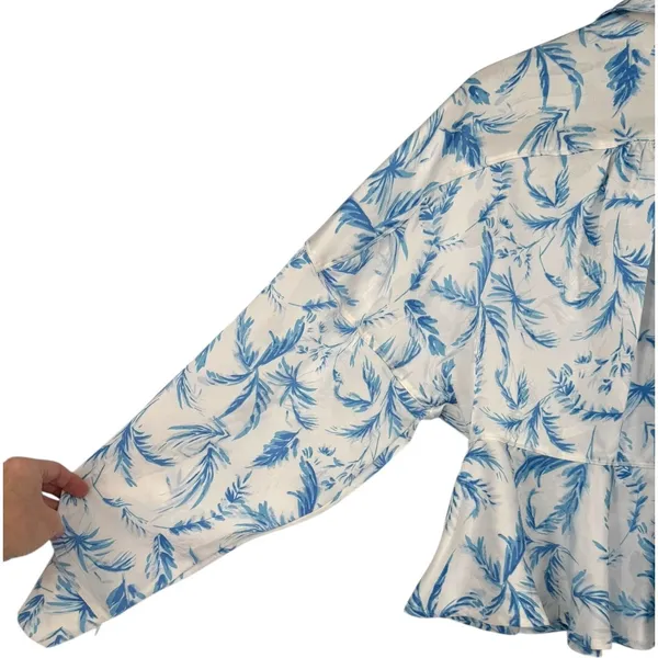 NWT Free People Beauty Sleep Pajama Top Satin Floral Print Button Up‎ Size XL - Image 12