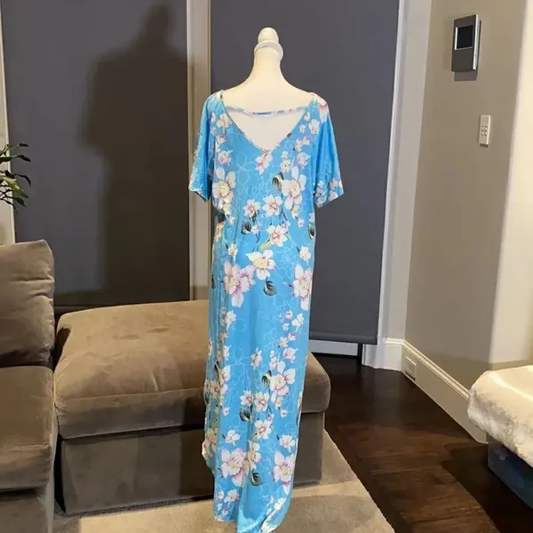 Women’s Casual Long Dress Short Sleeved Floral Print Maxi Large New in Packaging - Image 2