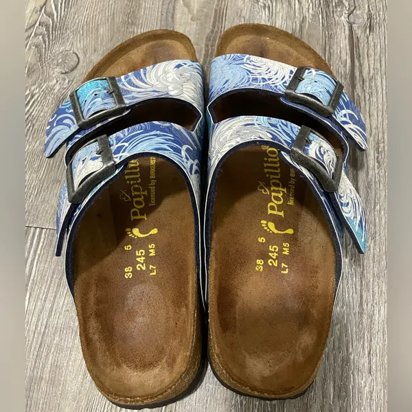 Papillio Birkenstock Stylish Blue Patterned Sandals - Image 2