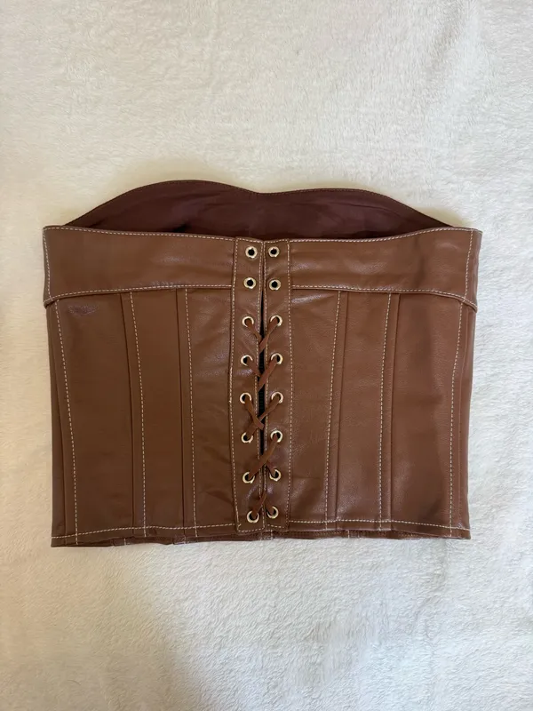 Edikted Corset Leather Top Faux - Image 2