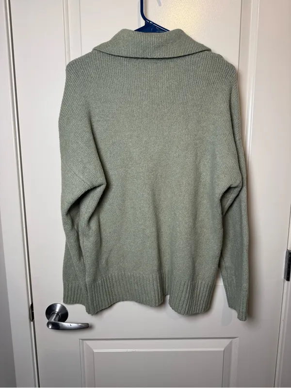 Abercrombie & Fitch Sage Green Polo Knit Pullover - Image 4