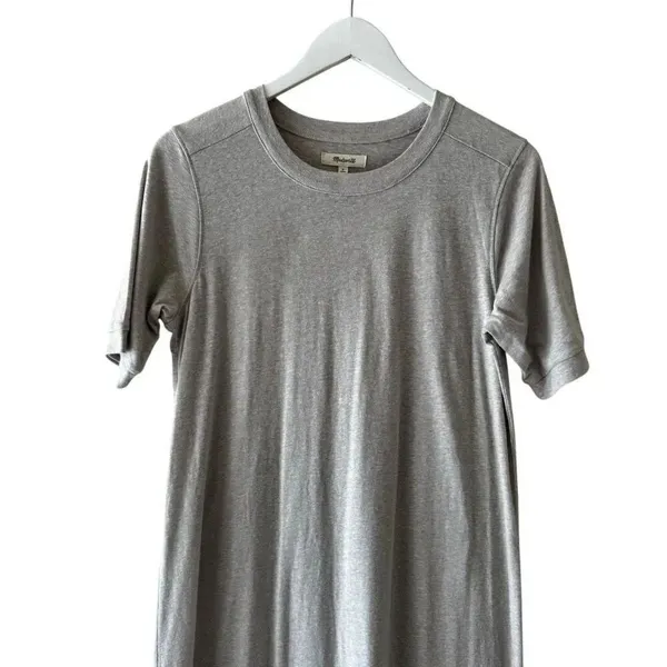 Madewell Midi Tee Dress Heather OatmealCream Minimalist T-shirt Crew SZ S #235 - Image 5