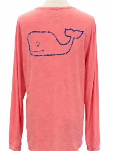 Vineyard Vines coral long sleeve whale graphic cotton tee size M - Image 3