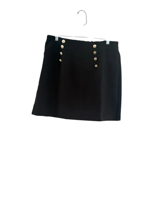 Women's Cider Black Mini Skirt with Gold Buttons, Size XL - Image 8