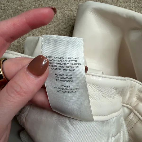 Wilfred Aritzia The Melina Faux Leather Wide Leg Pants‎ Cream Size 4 - Image 3