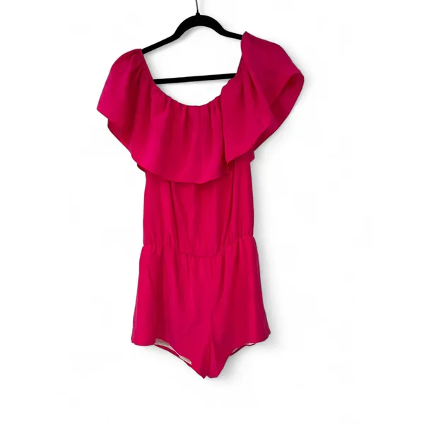 AMANDA UPRICHARD | M | Romper Shorts Outfit Off Shoulder Ruffle 100% Silk Women - Image 6