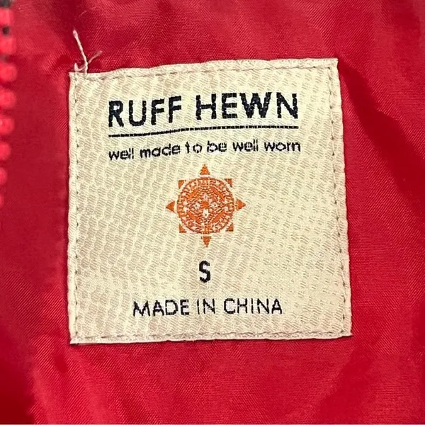 Ruff Hewn Red Quilted Puffer Vest with Black Plaid Fleece Trim Size Small - Image 15