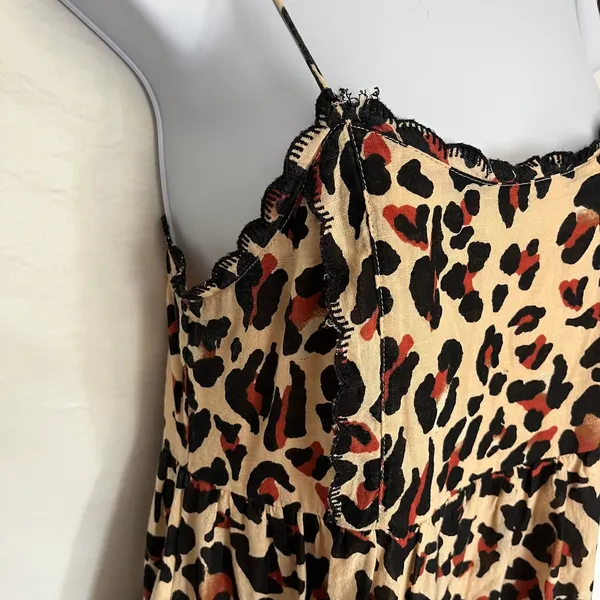 Urban Outfitters Leopard Babydoll Mini Dress XS Y2K Coquette Indie Grunge Tan - Image 4