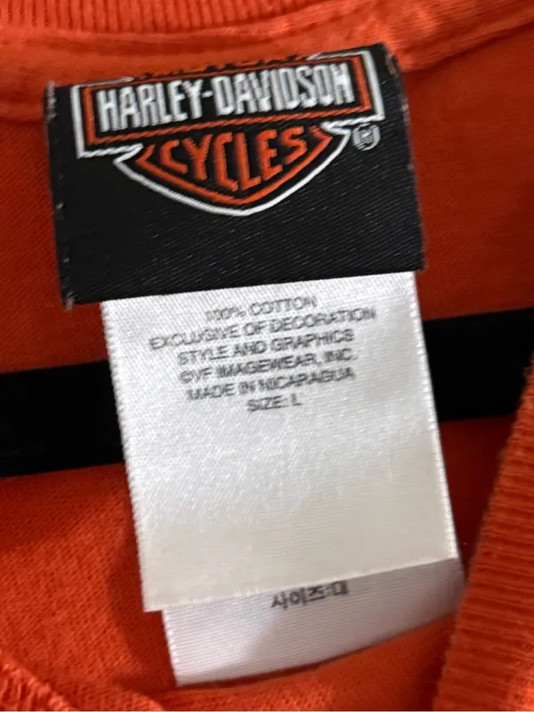 Harley Davidson Orange Eagle Cropped Graphic Tee Size L Dallas Texas Motorcycle - Image 5