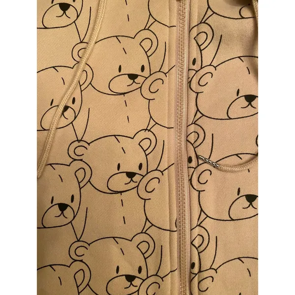 Brown bear kawaii oversized XL ZIP up hoodie cozy - Image 3