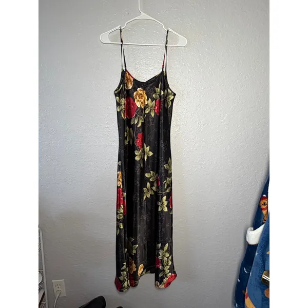 Vintage Black Floral Cami Dress M Gothic Whimsy Gothic Romantic - Image 6