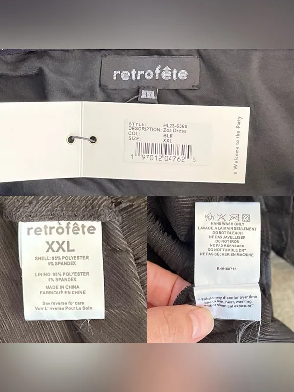 Retrofête Zoa Metallic Pleated‎ Strapless Gown Black XXL NWT - Image 5