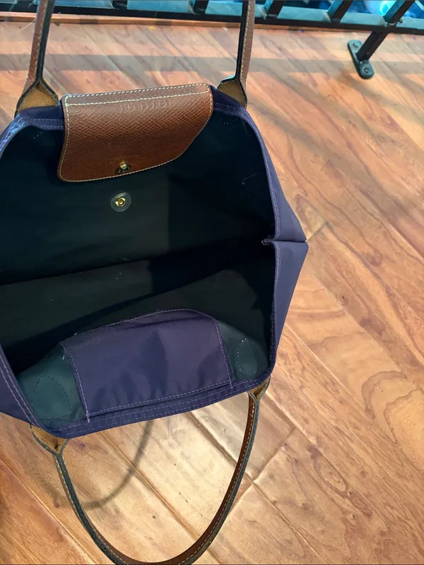 Longchamp Le Pilage Purple Canvas Tote Bag No Zip - Image 4