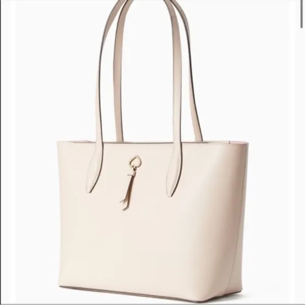 Kate Spade Cream Refined Grain Leather Tote Bag Pink Interior NWT - Image 6