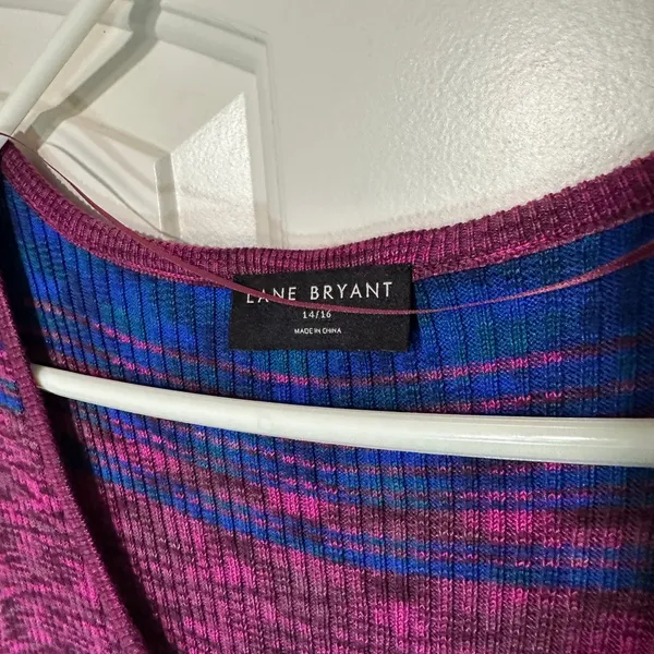 Lane Bryant Sleeveless Scoop Neck Space Dye Sweater Dress Purple Blue 14/16‎ - Image 3